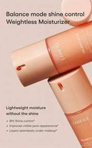 LANEIGE Balance Mode Shine Control Weightless Moisturizer official panel: Balance mode shine control Weightless Moisturizer Lightweight moisture without the shine 8Hr Shine control* Improves visible pore appearance* Layers seamlessly under makeup*