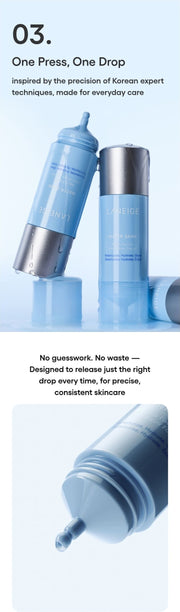 LANEIGE Water Bank Aqua Facial official information panel: Point 3: one-press one-drop dispenser