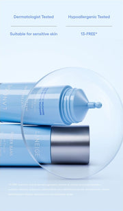 LANEIGE Water Bank Aqua Facial official information panel: Dermatologist and hypoallergenic testing, sensitive-skin suitability and 13-free qualification