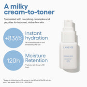 LANEIGE Cream Skin Cerapeptide Mist 30 mL: 836% instant hydration and 120-hour moisture retention with full clinical test footnote