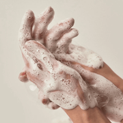 Cleansing foam lather on hands