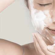 Cleansing foam applied to face