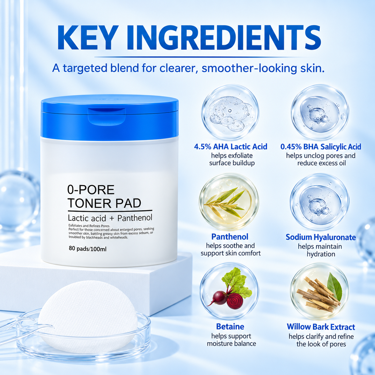 0-Pore Exfoliating Toner Pads with AHA + BHA