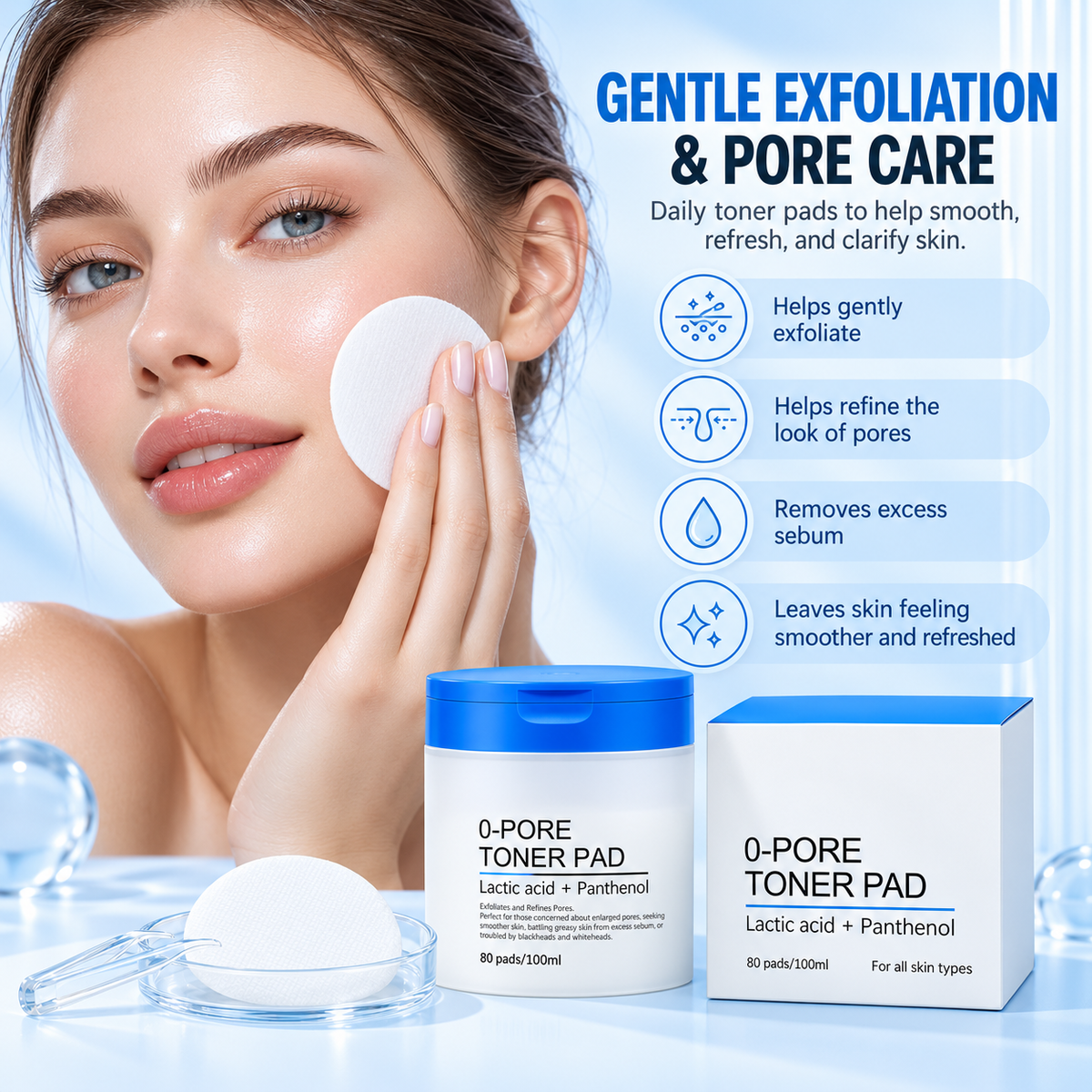 0-Pore Exfoliating Toner Pads with AHA + BHA