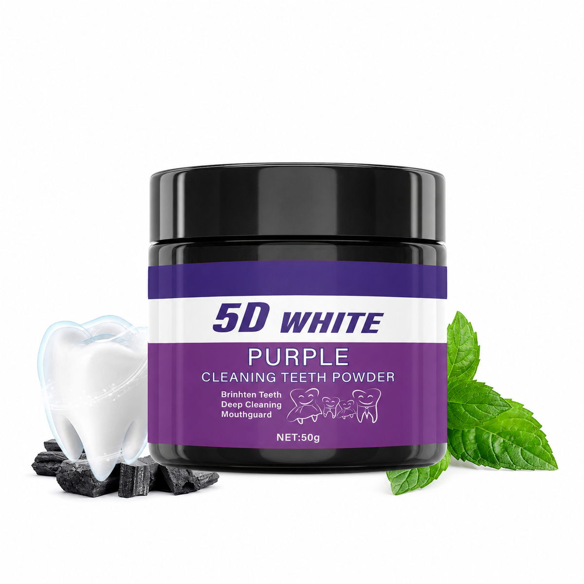 5D White Purple Cleaning Teeth Powder