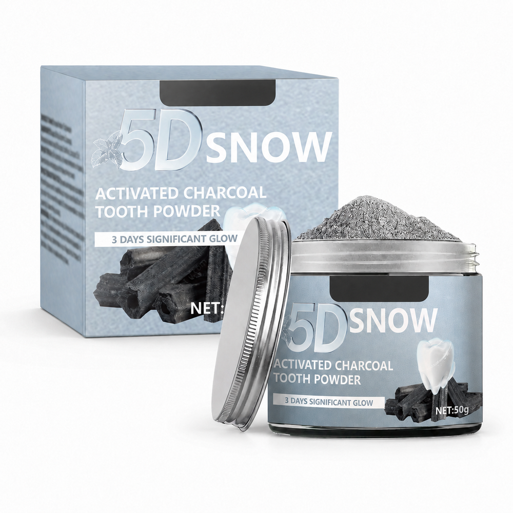 5D Snow Activated Charcoal Teeth Whitening Powder