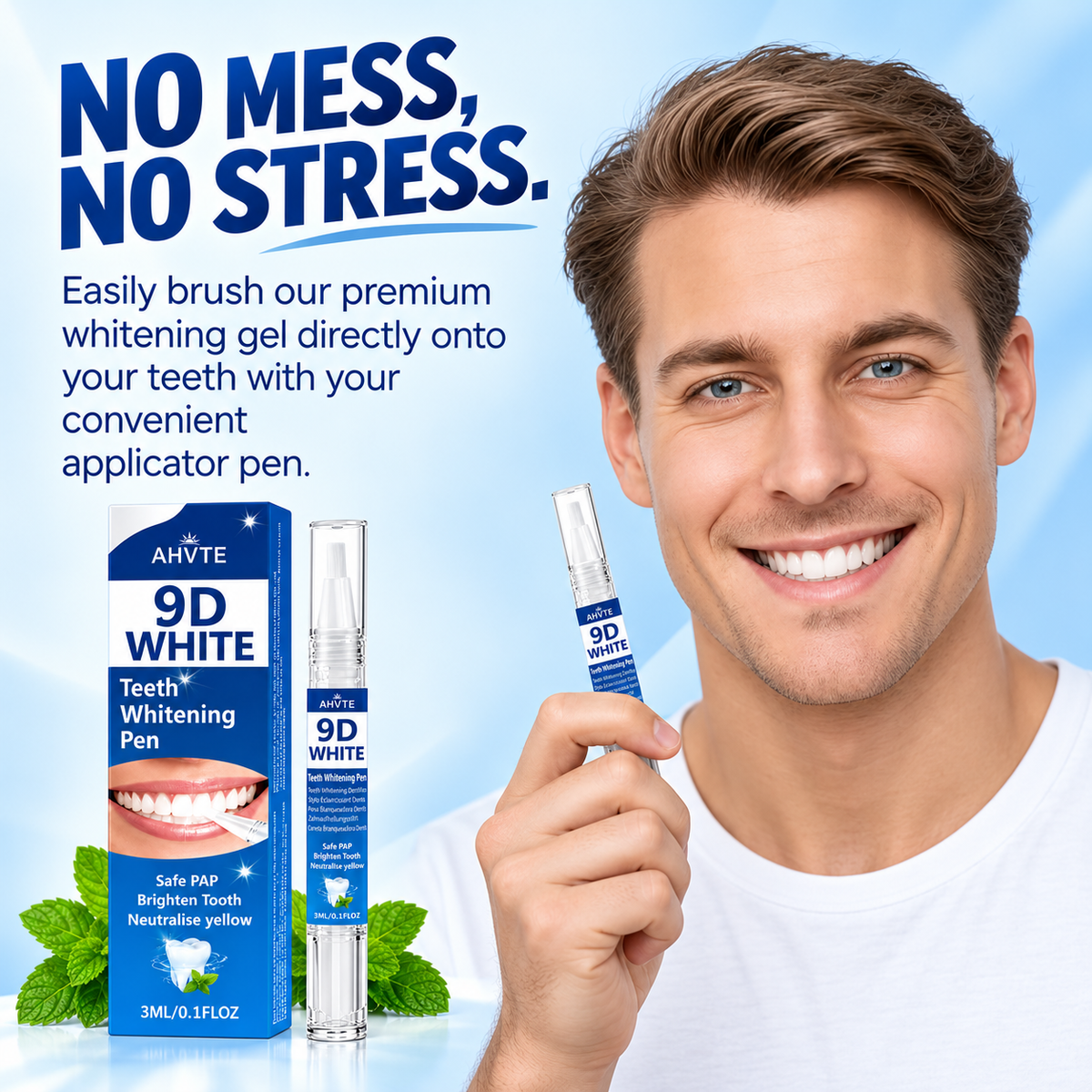 9D White Teeth Whitening Pen with PAP