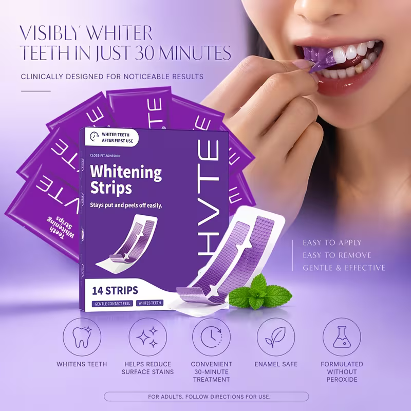 Purple Teeth Whitening Strips, 14 CT