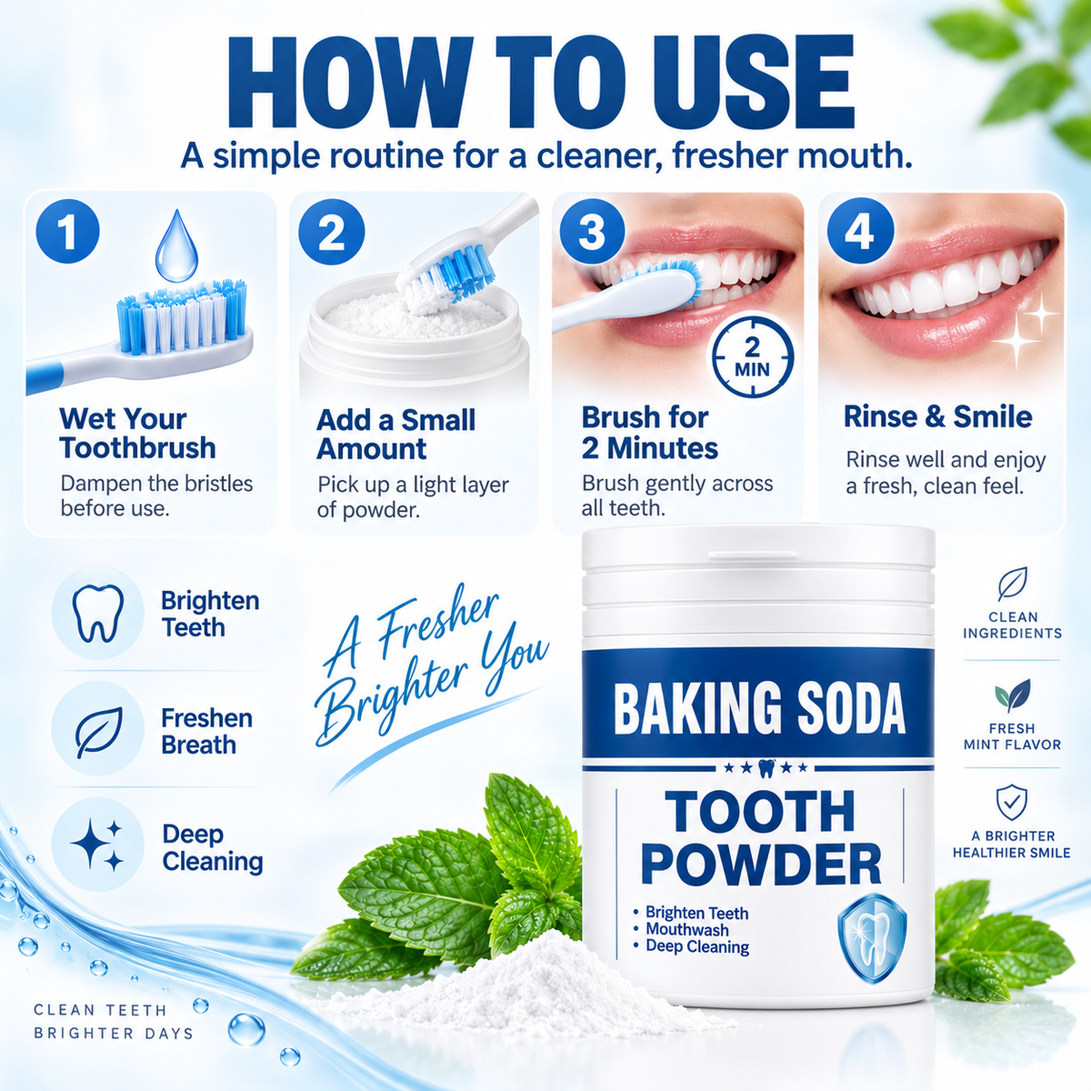 Baking Soda Tooth Powder for Teeth Whitening