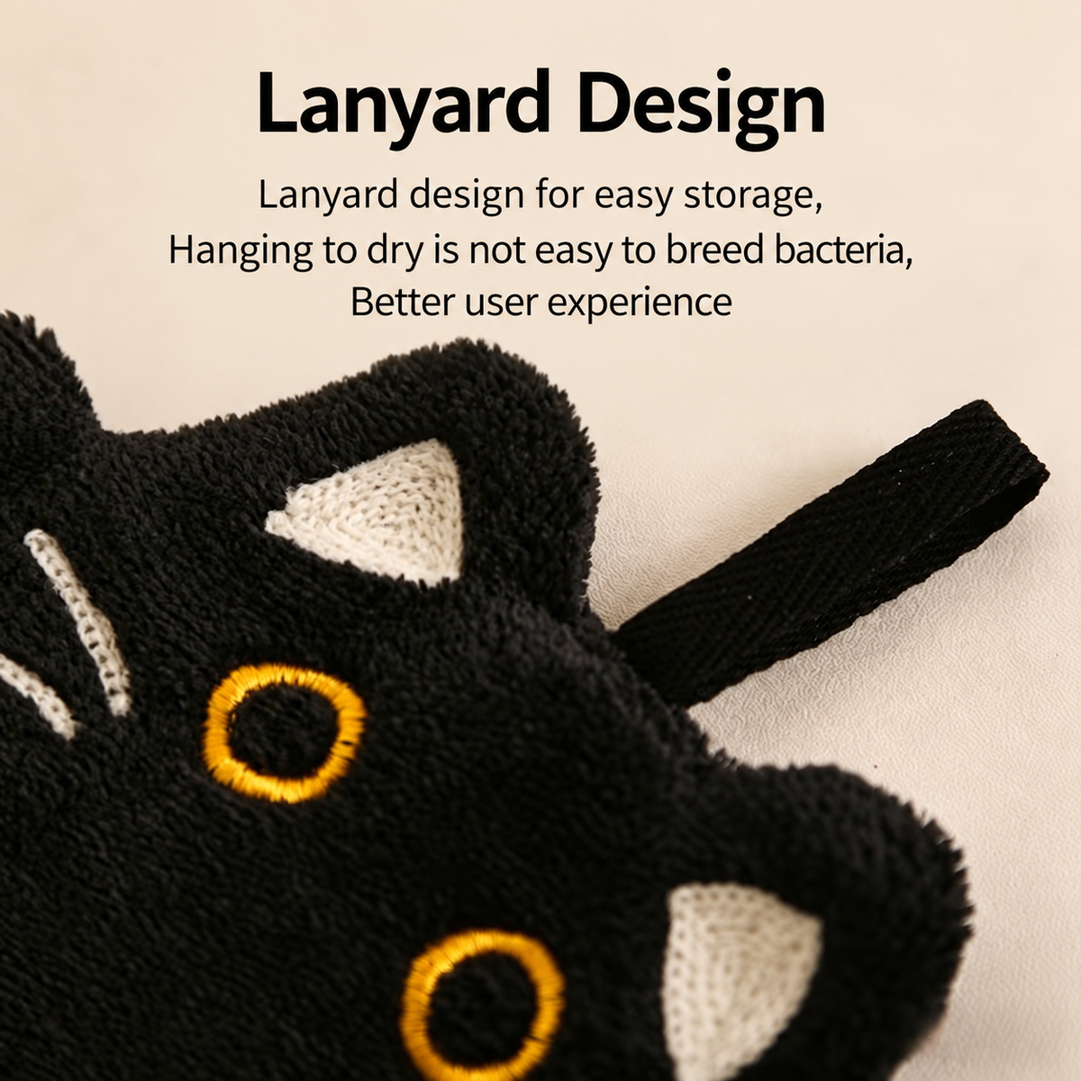 Black Cat Hanging Hand Towel for Bathroom & Kitchen