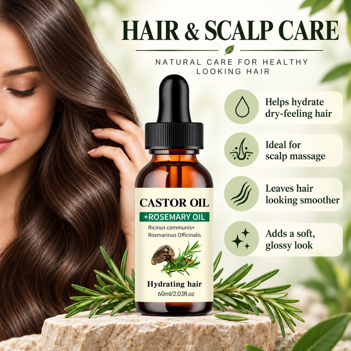 Rosemary Hair Oil with Castor Oil