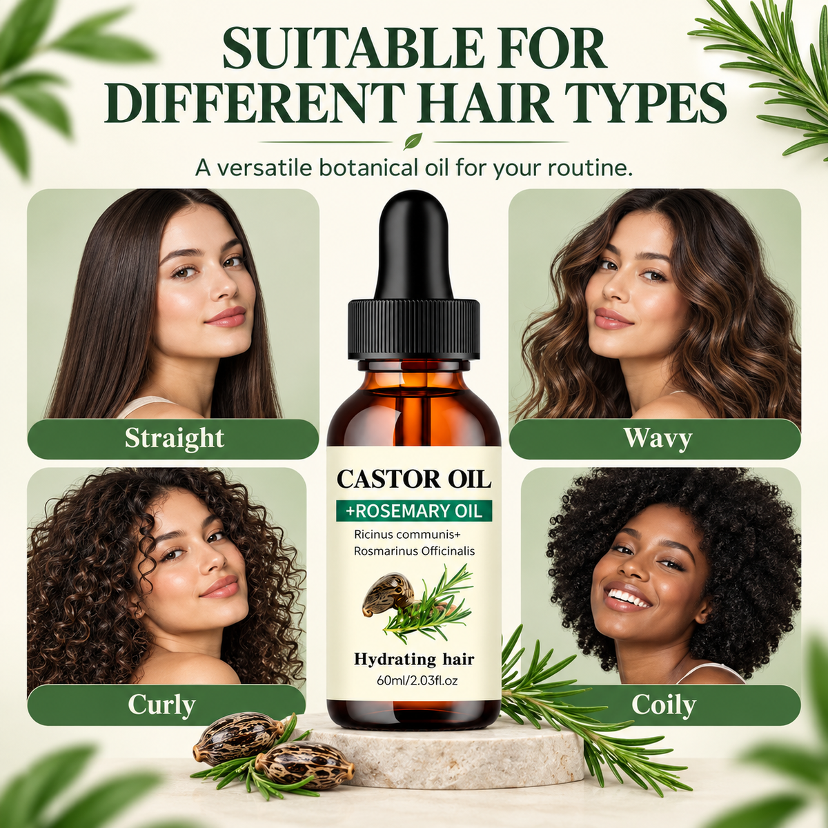 Rosemary Hair Oil with Castor Oil
