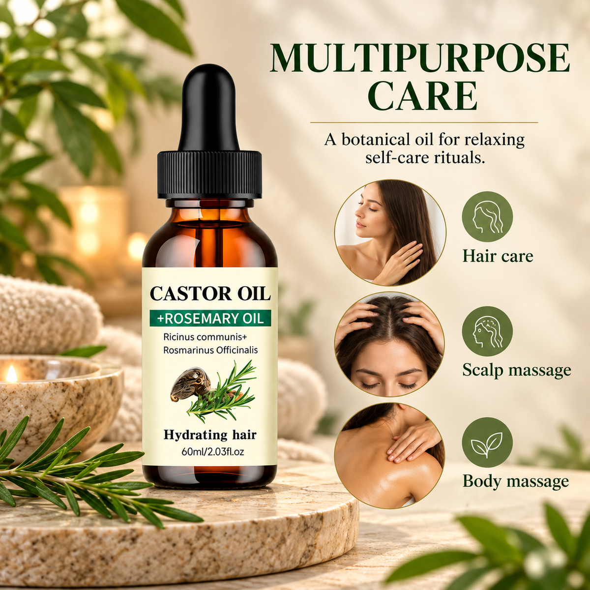 Rosemary Hair Oil with Castor Oil