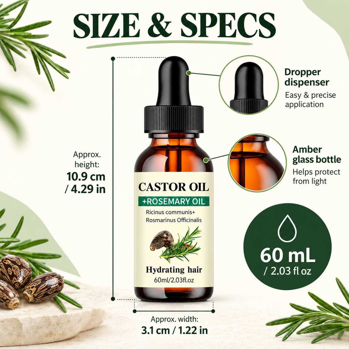 Rosemary Hair Oil with Castor Oil