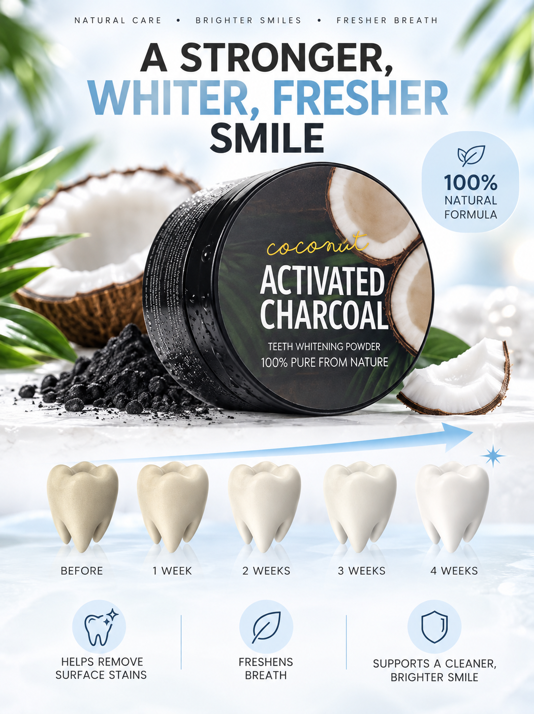 Coconut Activated Charcoal Teeth Whitening Powder