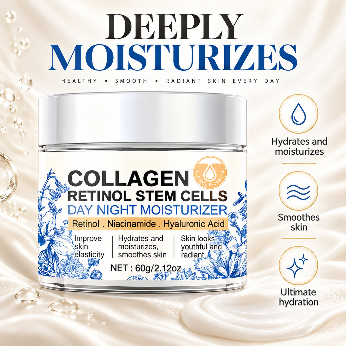 Collagen Day & Night Moisturizer with Retinol & Stem Cells