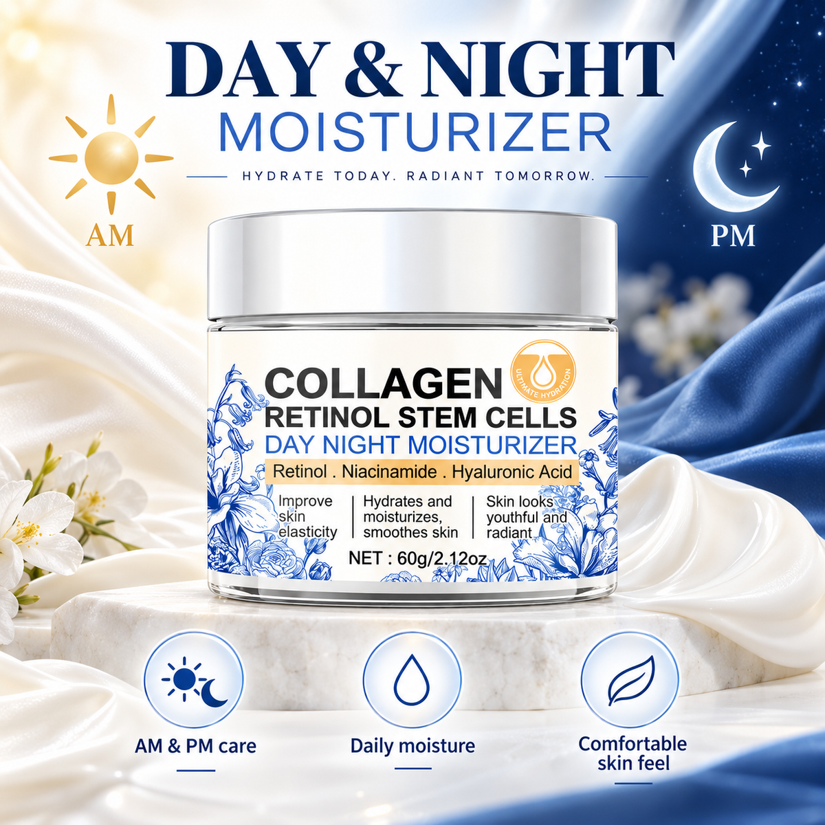 Collagen Day & Night Moisturizer with Retinol & Stem Cells