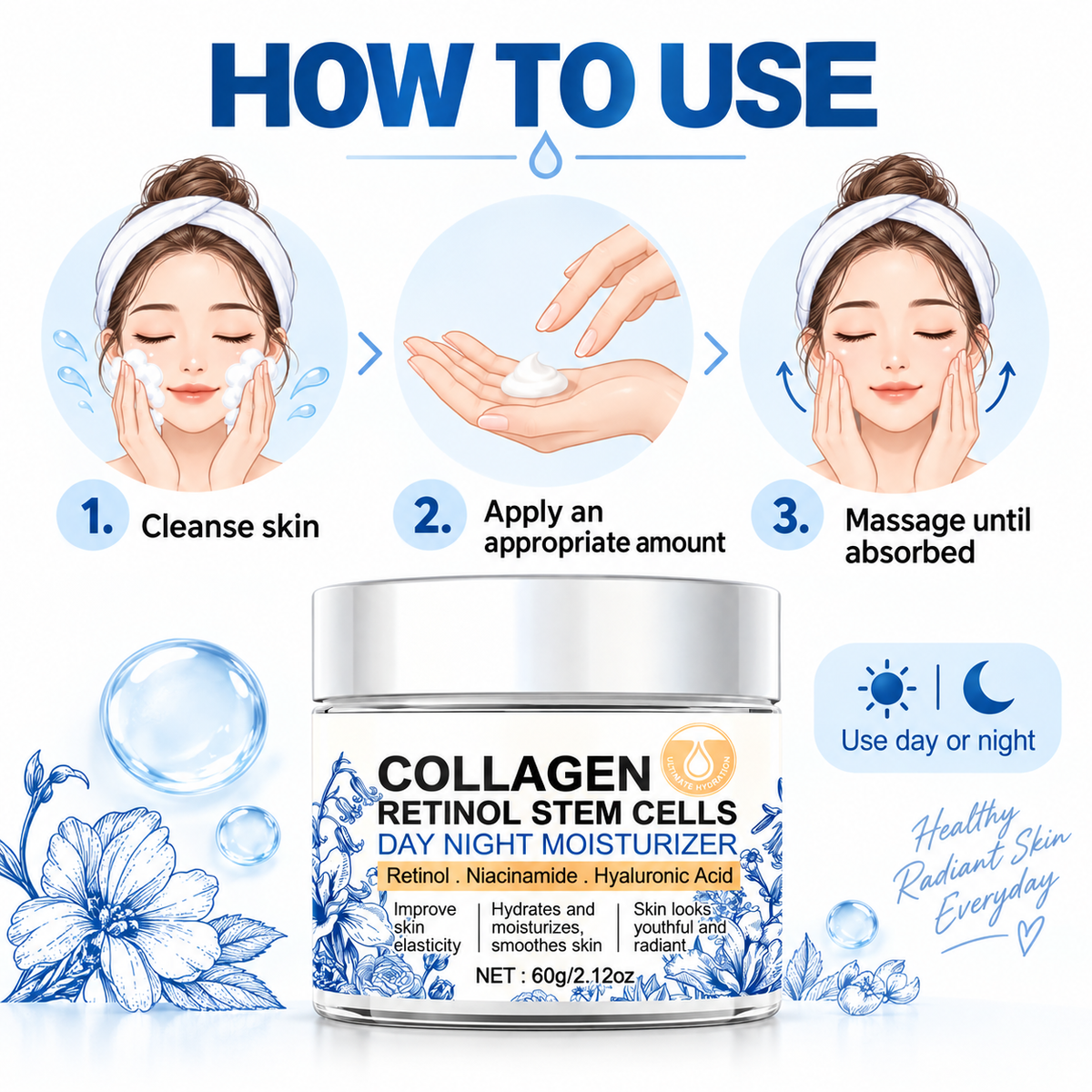 Collagen Day & Night Moisturizer with Retinol & Stem Cells