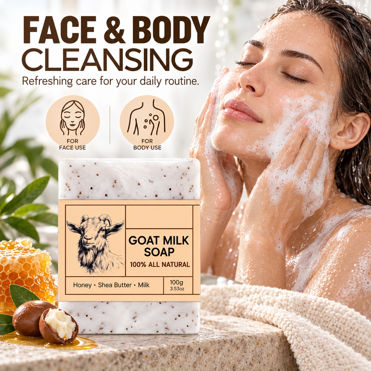 Goat Milk Soap Bar with Honey & Shea Butter