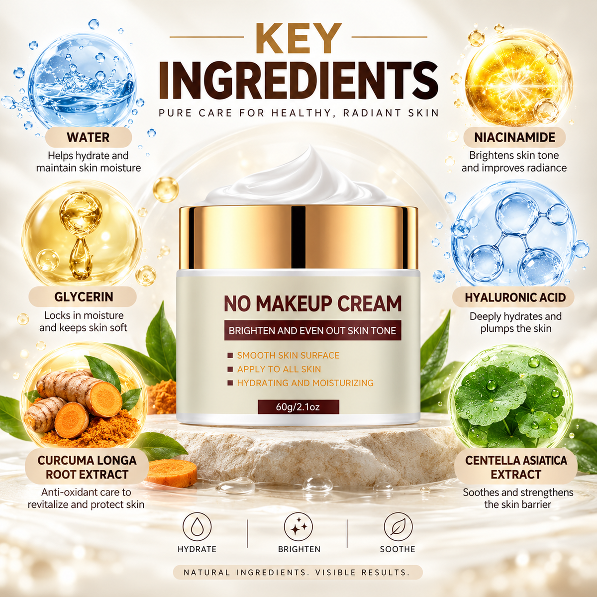 No Makeup Cream - Tone Up Cream with Niacinamide