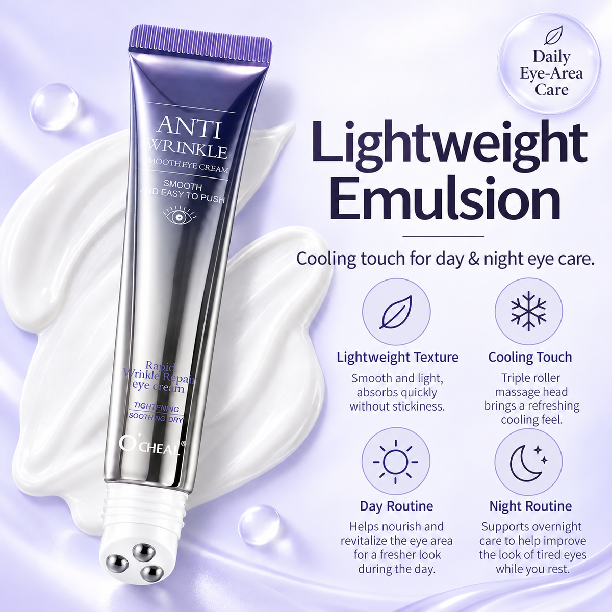 Anti-Wrinkle Retinol Eye Cream with Triple Roller