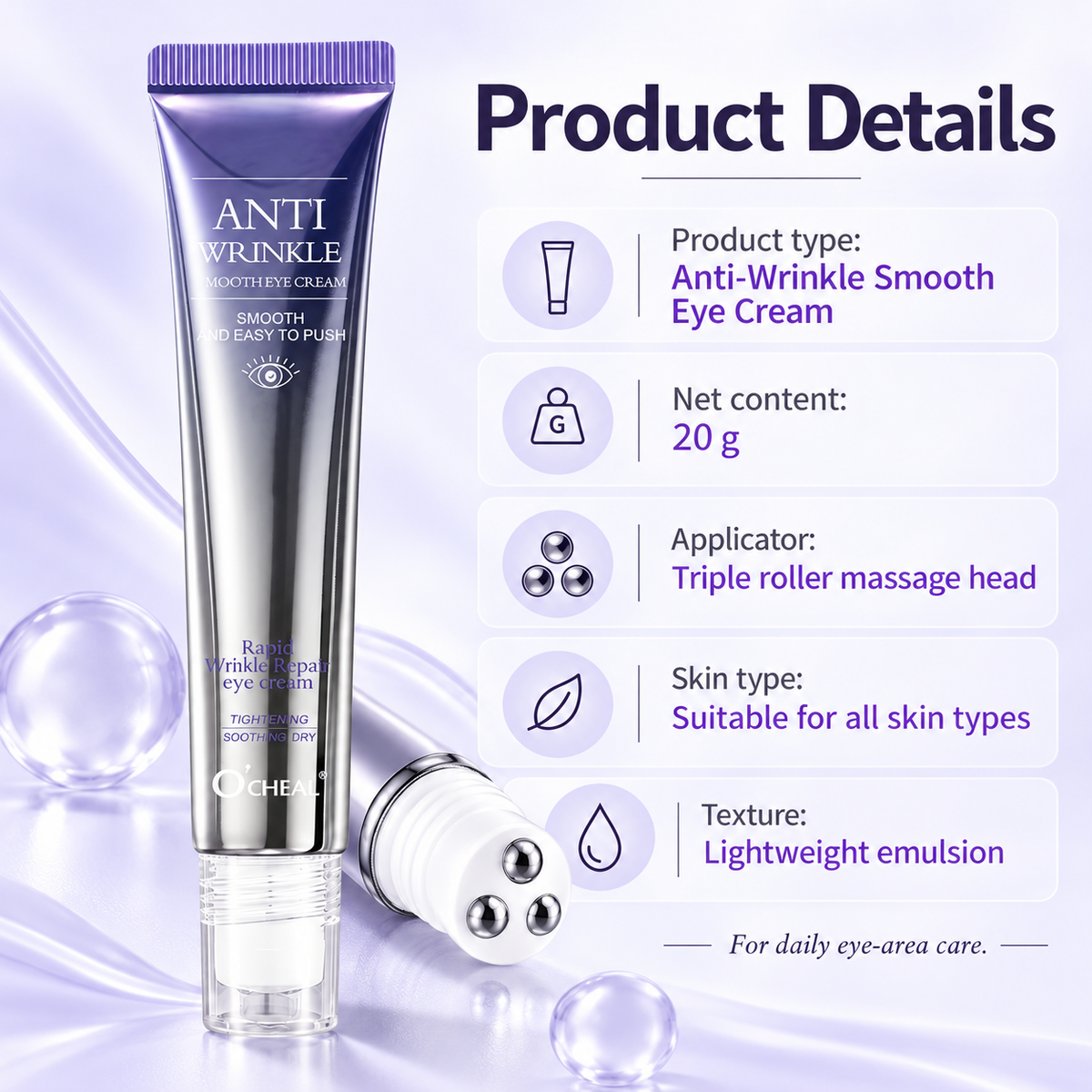 Anti-Wrinkle Retinol Eye Cream with Triple Roller