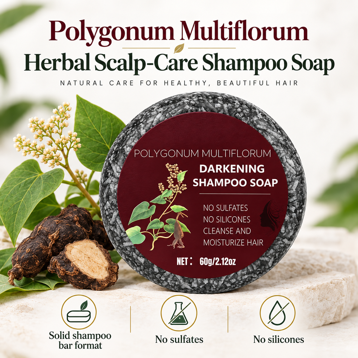 Polygonum Multiflorum Hair Darkening Shampoo Bar