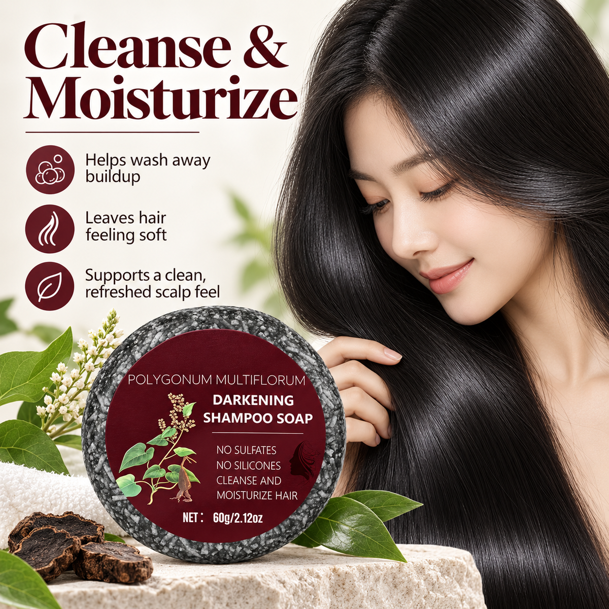 Polygonum Multiflorum Hair Darkening Shampoo Bar