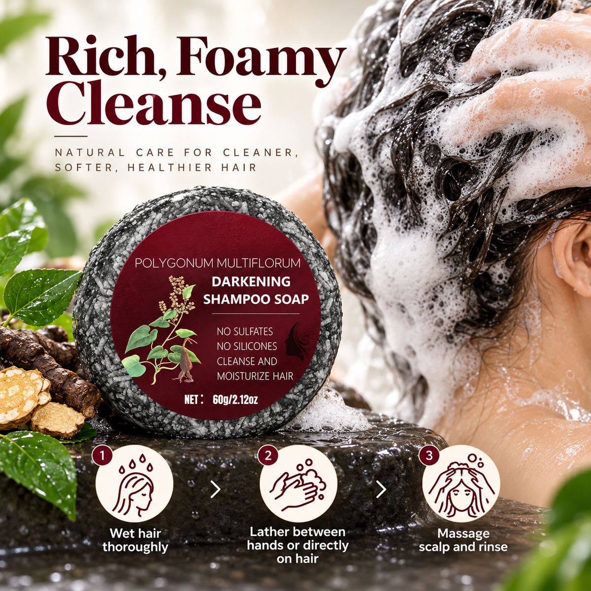 Polygonum Multiflorum Hair Darkening Shampoo Bar