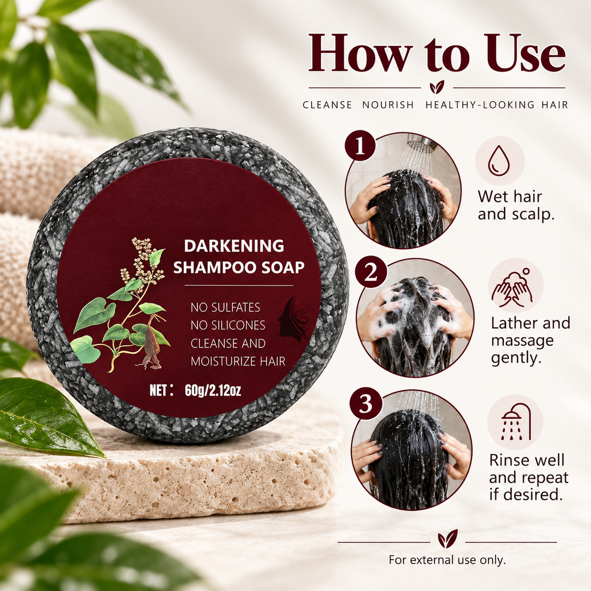 Polygonum Multiflorum Hair Darkening Shampoo Bar
