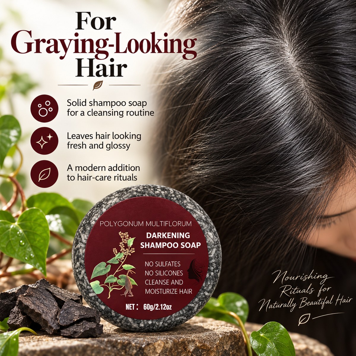 Polygonum Multiflorum Hair Darkening Shampoo Bar