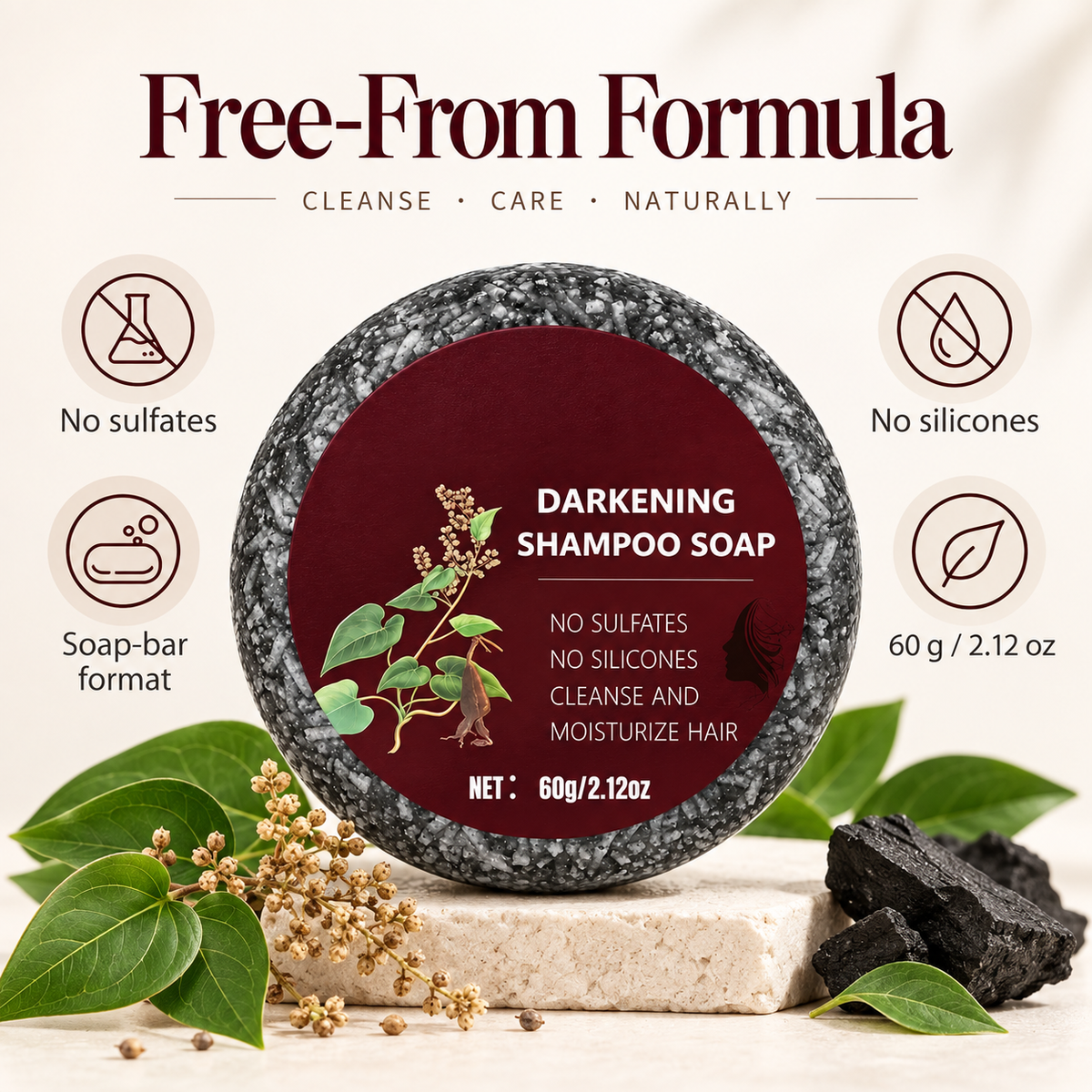 Polygonum Multiflorum Hair Darkening Shampoo Bar