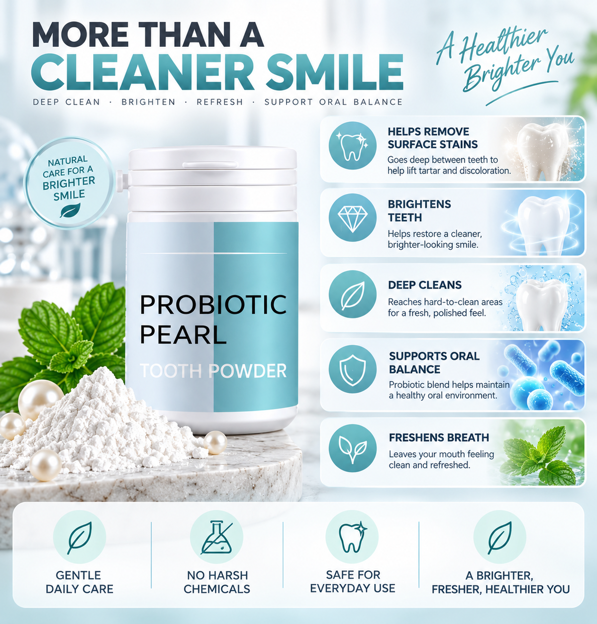 Teeth Whitening Powder with Probiotics & Pearl