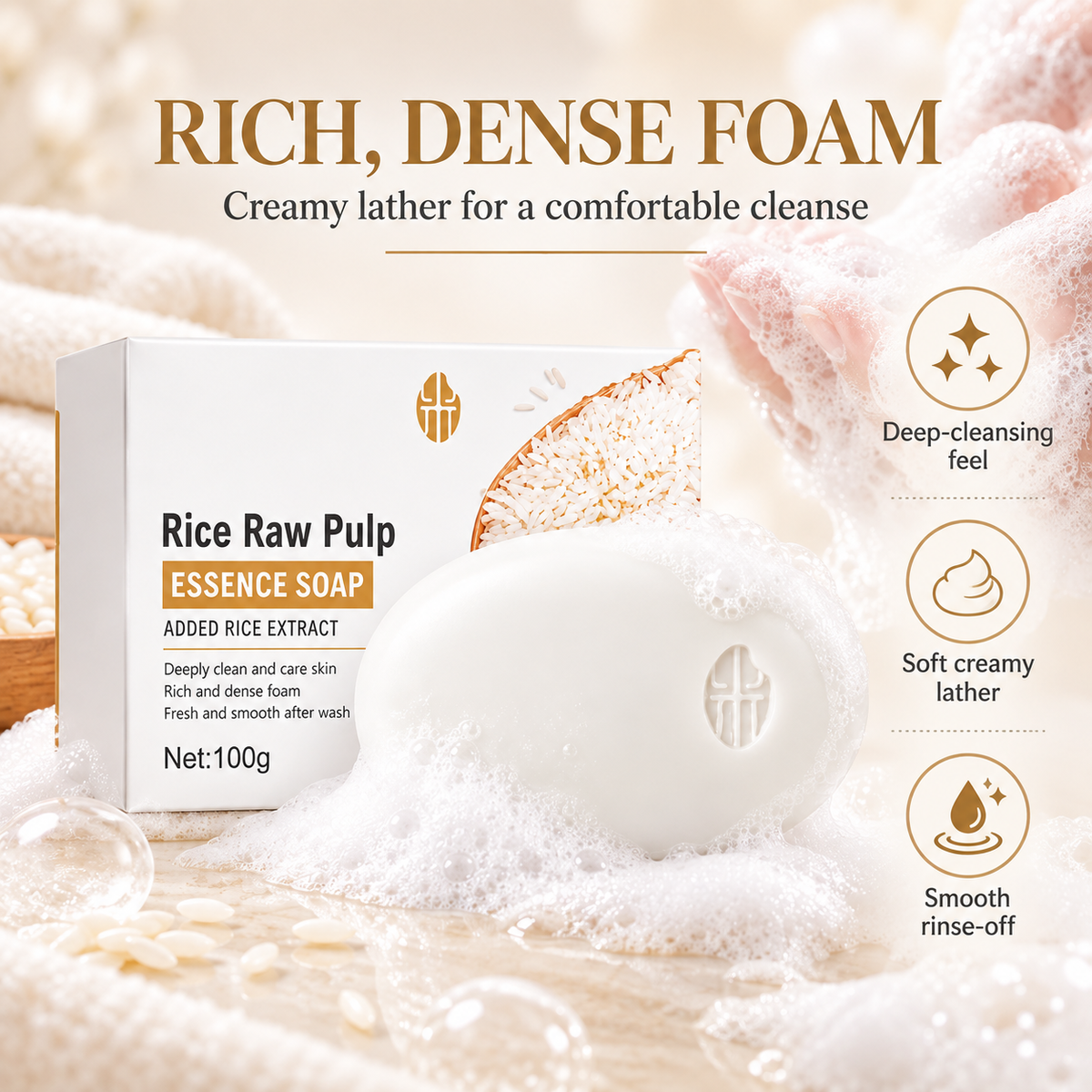 Rice Raw Pulp Essence Soap for Face & Body