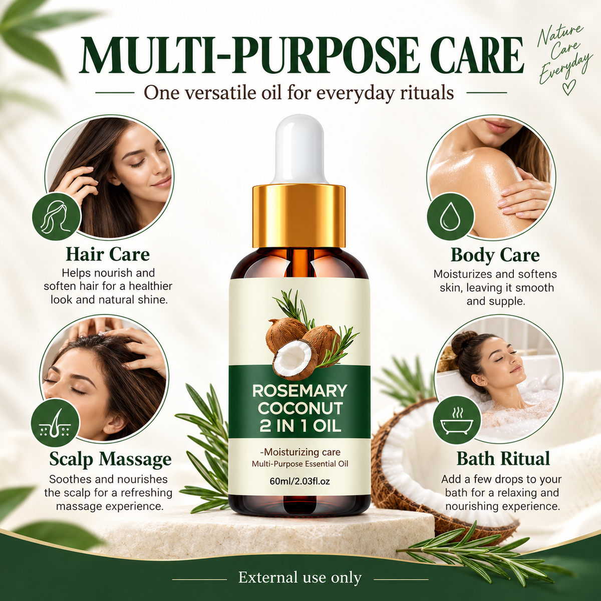 Rosemary Oil for Hair with Coconut Oil for Dry Scalp