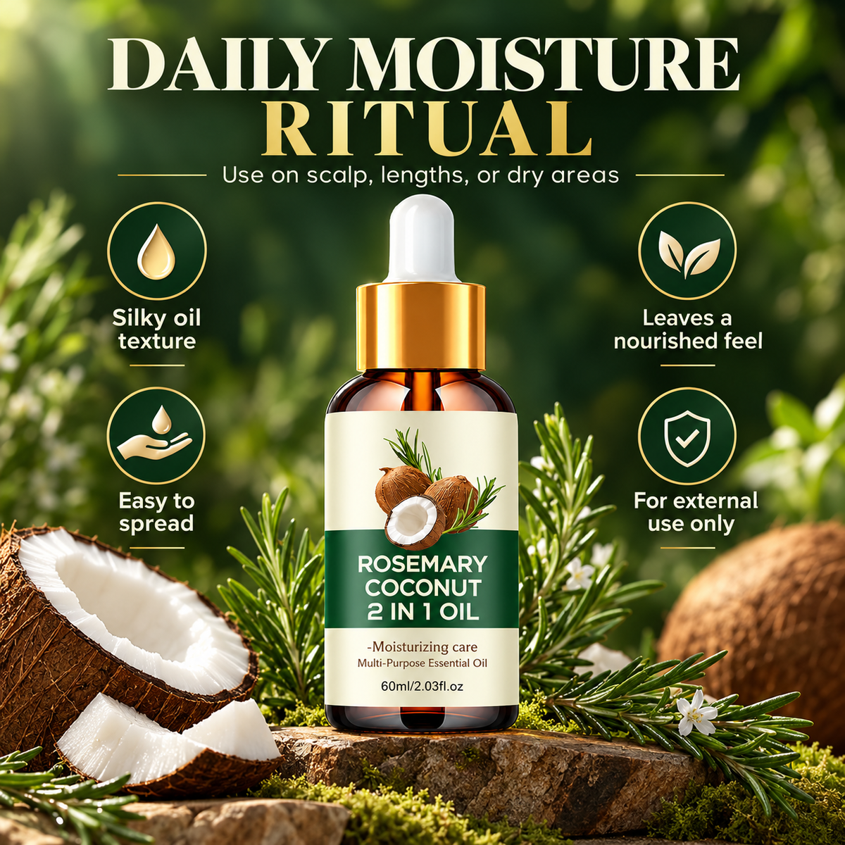 Rosemary Oil for Hair with Coconut Oil for Dry Scalp
