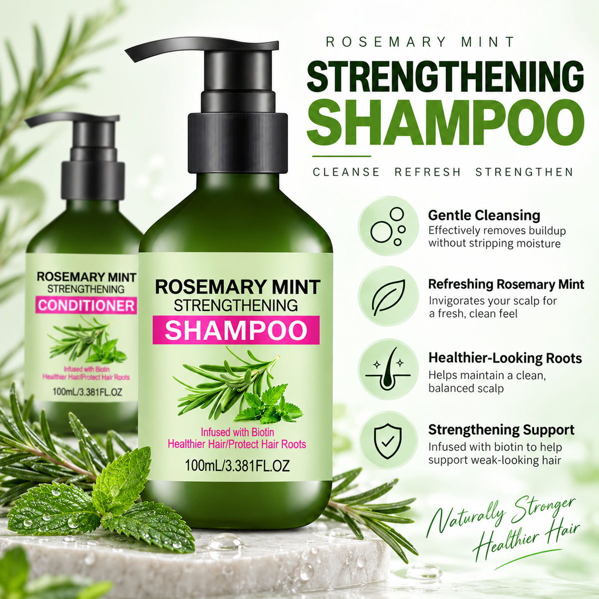 Rosemary Shampoo and Conditioner Set with Mint & Biotin