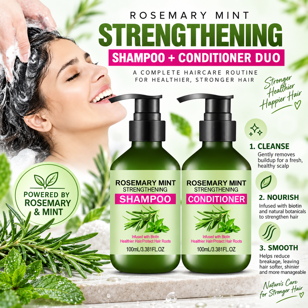Rosemary Shampoo and Conditioner Set with Mint & Biotin
