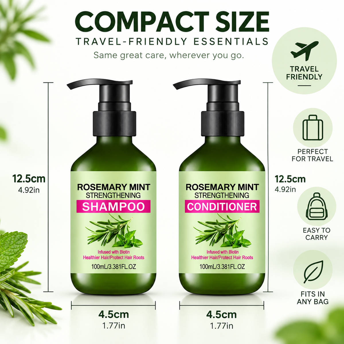 Rosemary Shampoo and Conditioner Set with Mint & Biotin