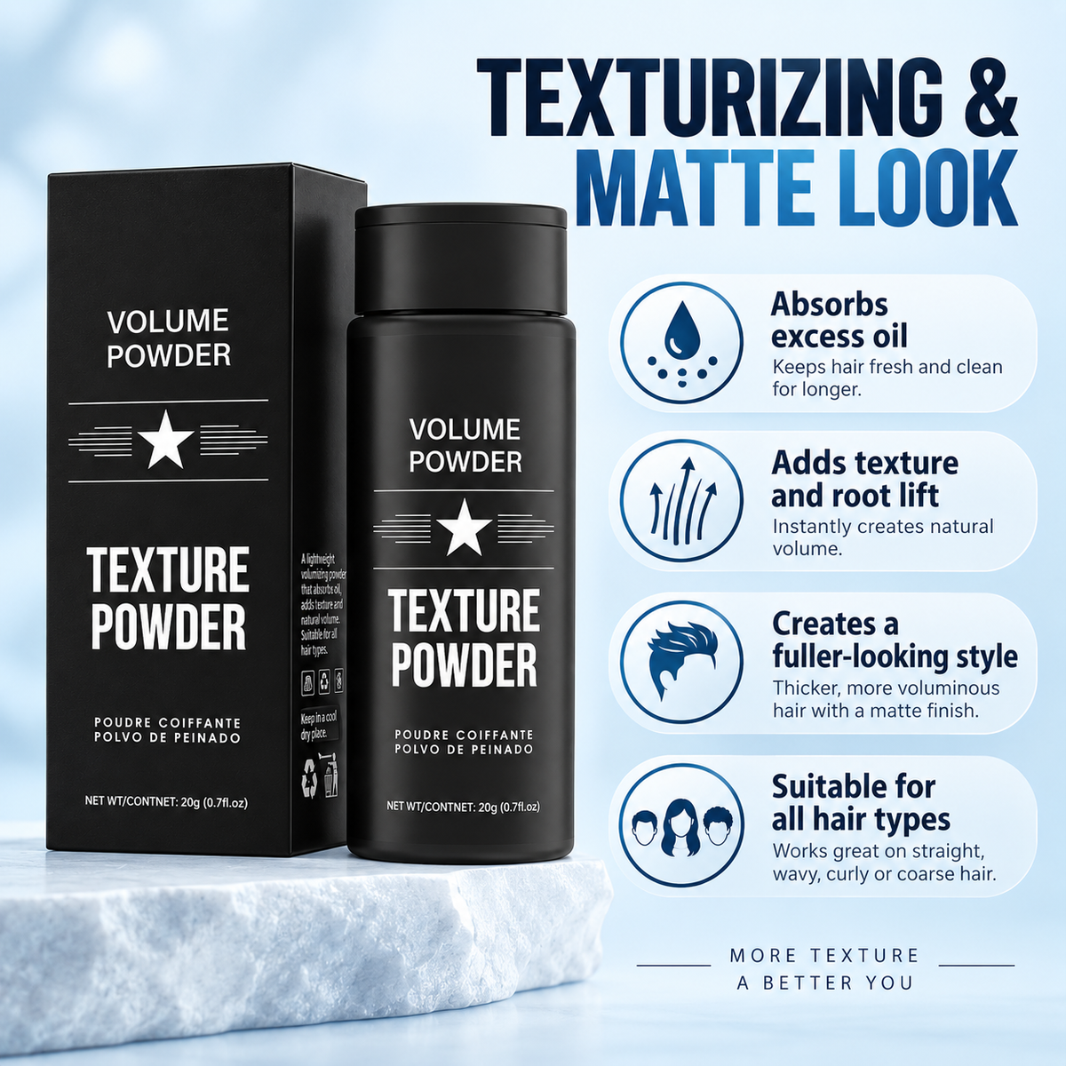Hair Texture Powder for Men – Volume & Matte Finish