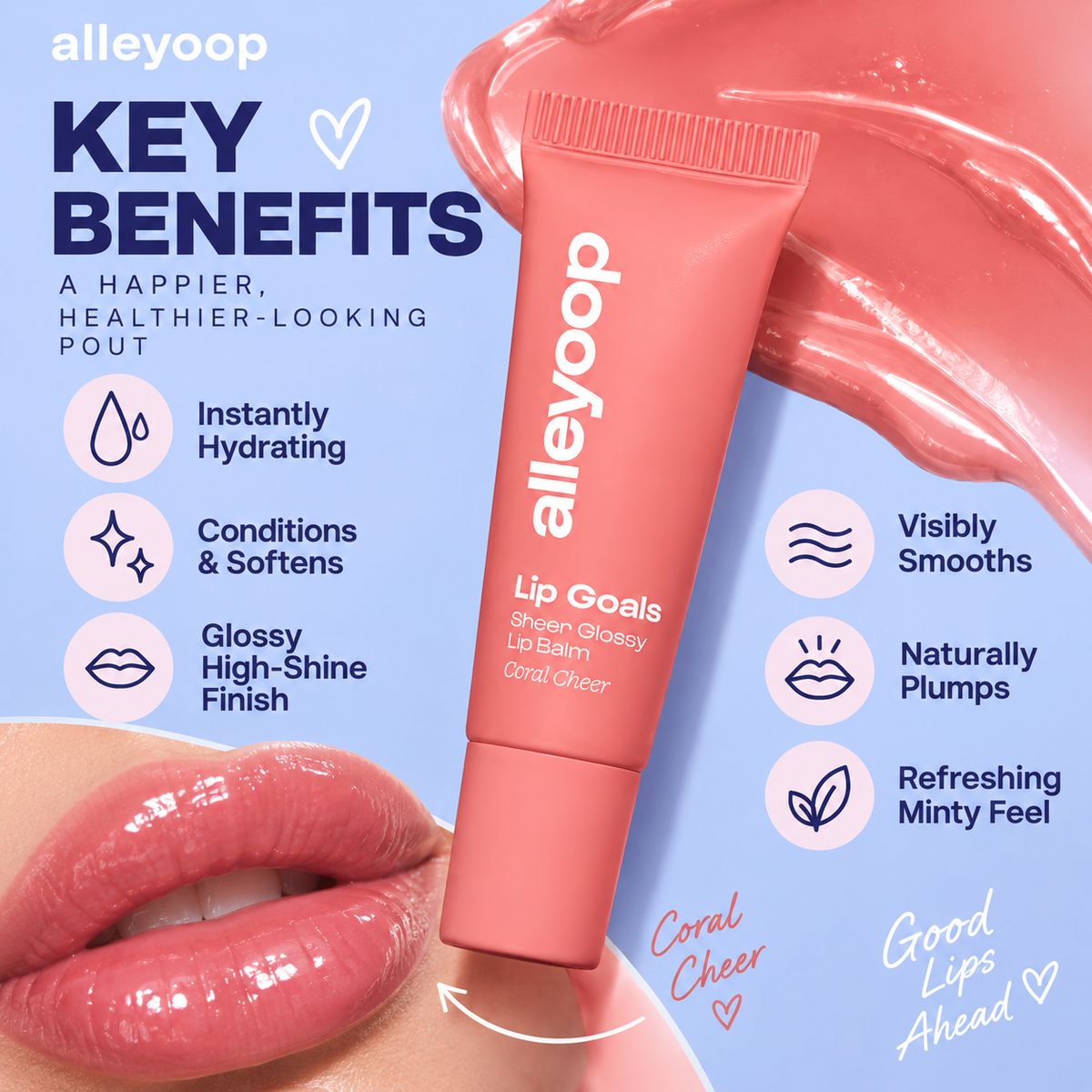 Alleyoop Lip Goals key benefits infographic