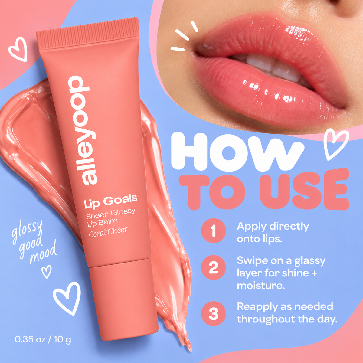 Alleyoop Lip Goals how to use infographic