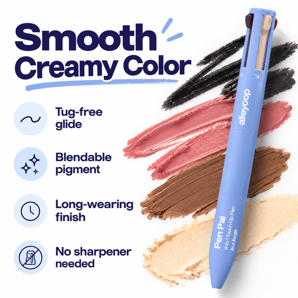 Alleyoop Pen Pal smooth creamy color infographic