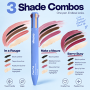 Alleyoop Pen Pal three shade combinations infographic