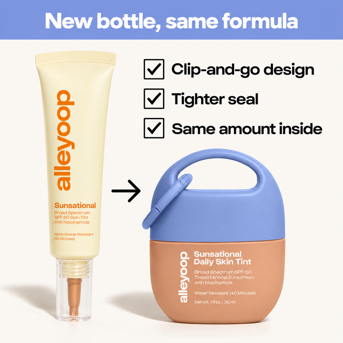 Alleyoop Sunsational new clip-and-go bottle
