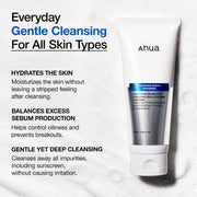 Anua foaming cleanser hydration and gentle cleansing features