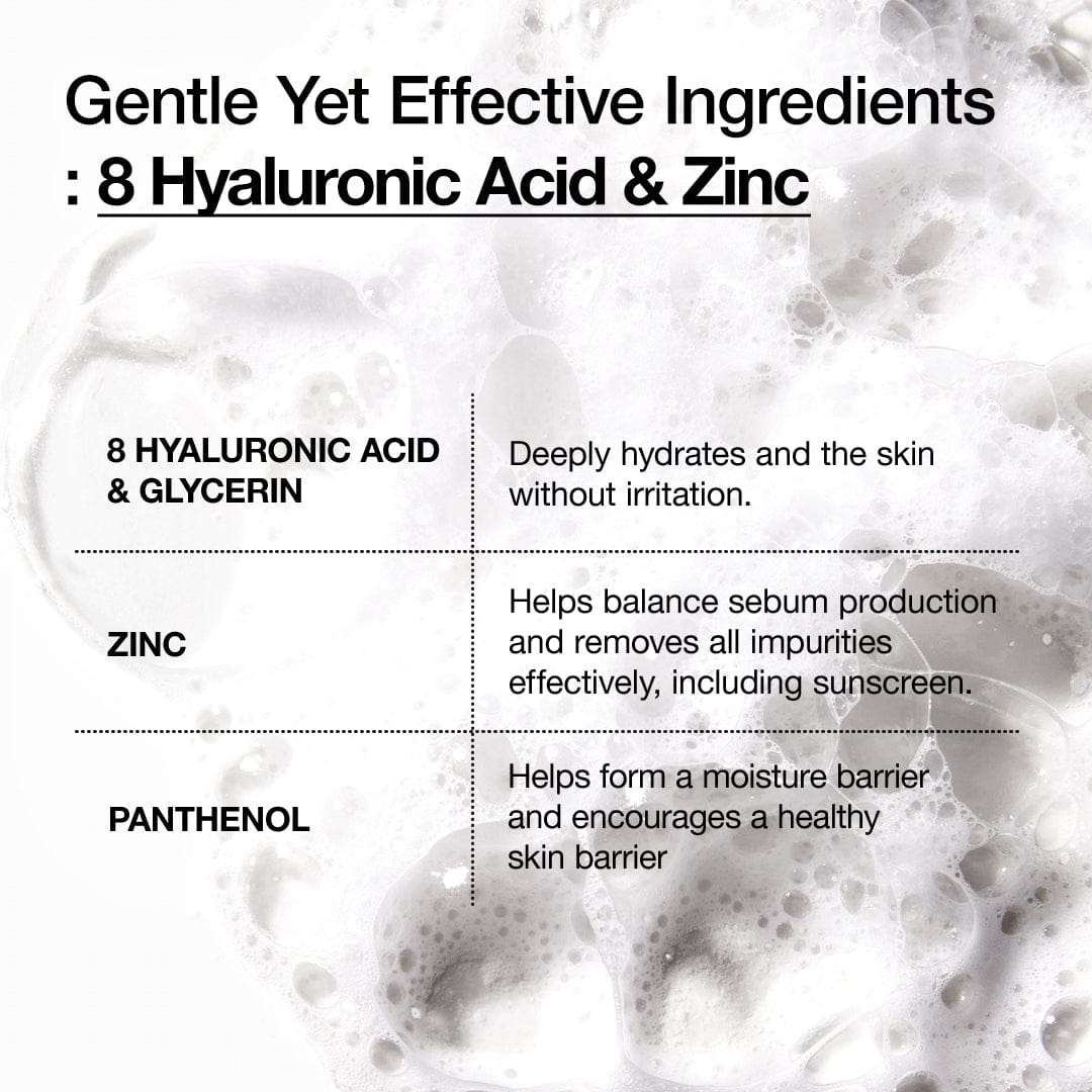 Anua foaming cleanser hyaluronic acid glycerin zinc and panthenol ingredients