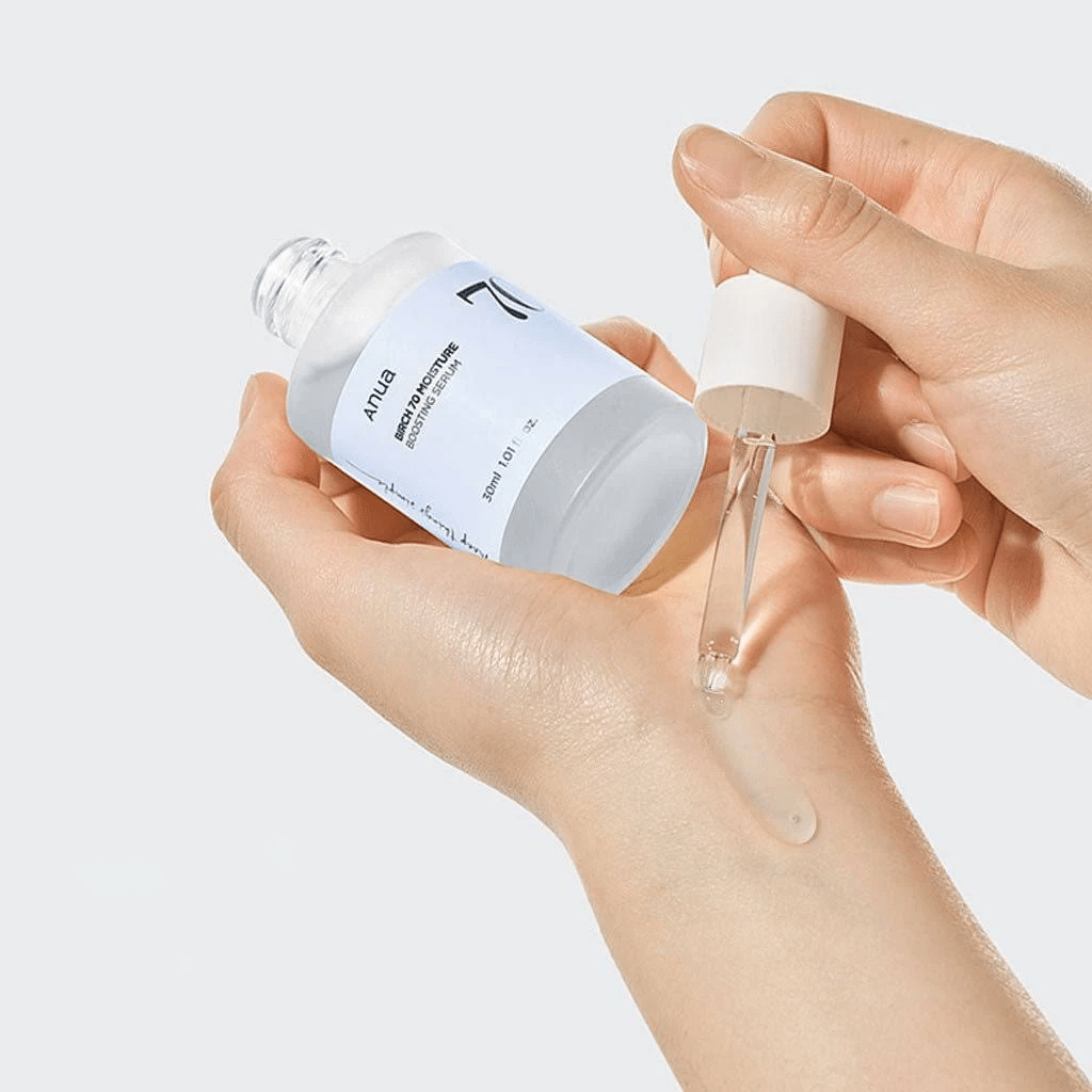 Anua Birch 70 Moisture Boosting Serum 30 mL applied to the back of a hand