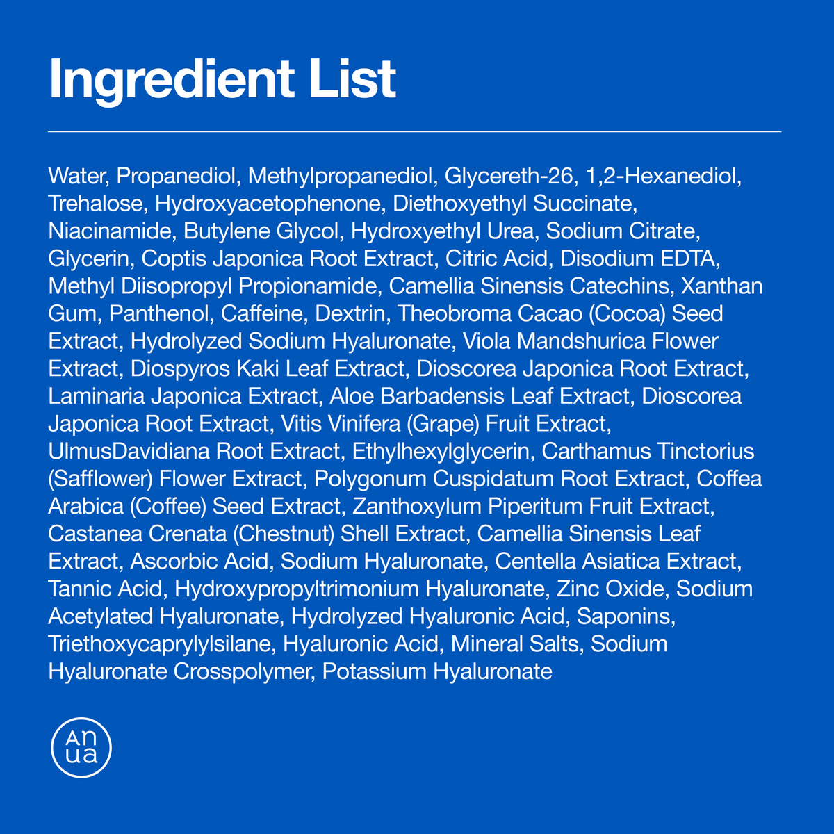 Anua Catechin Calming Pad original official ingredient list