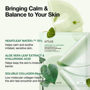Anua Heartleaf 70 Soothing Collagen Mask heartleaf aloe hyaluronic acid and collagen infographic